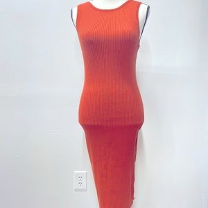 Ribbed Burnt Orange midi body con dress